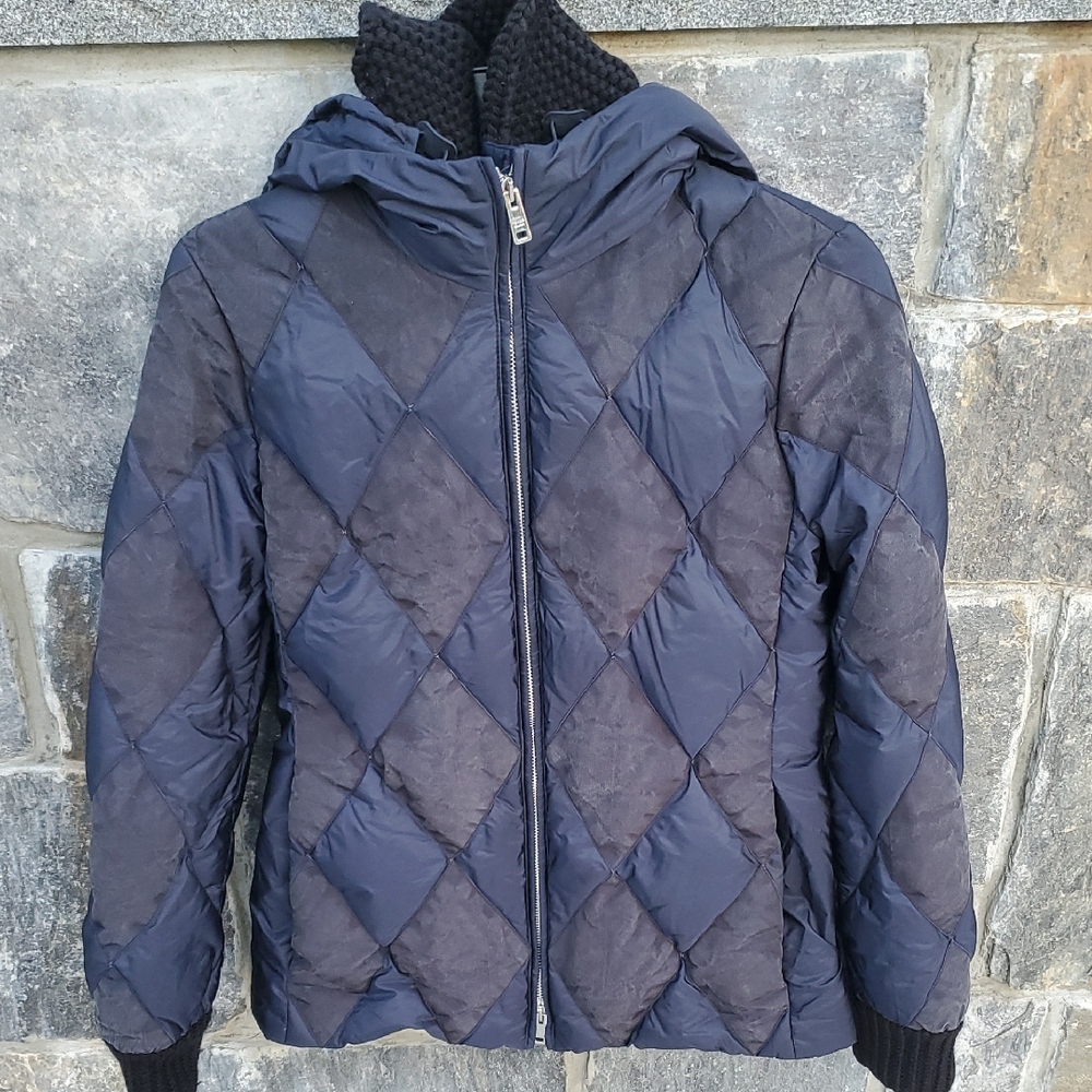 Prada Quilted Down And Knit Hooded Jacket Size 40S